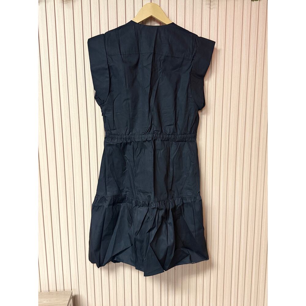 Steve Madden Twist Front Tiered Mini Dress Black Cotton Babydoll Size M - Picture 3 of 10